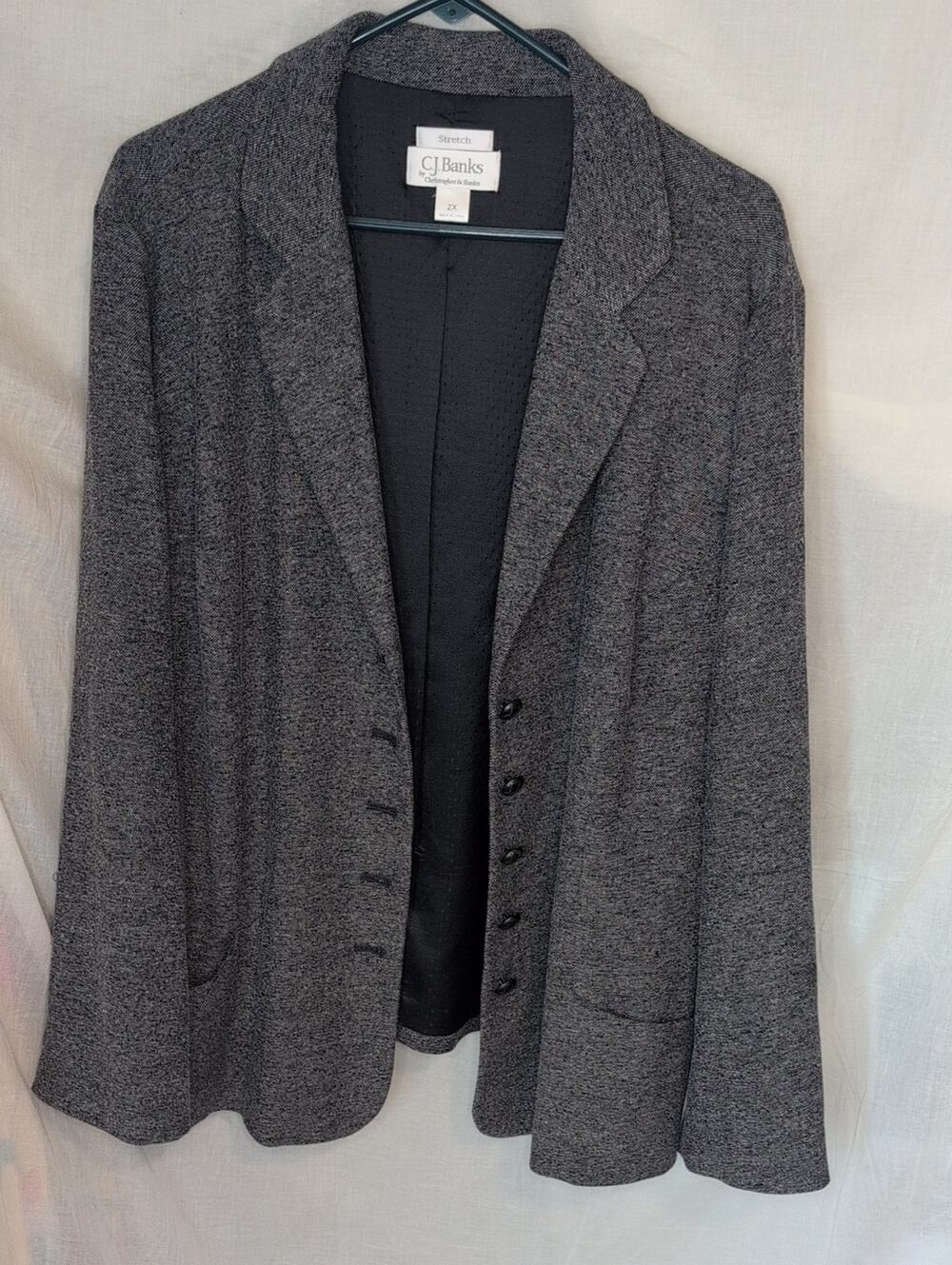 CJ Banks Charcoal Textured Knit Blazer